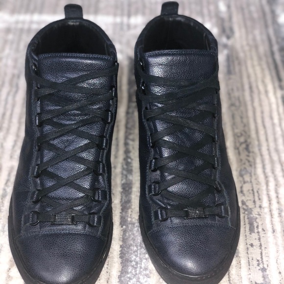 Balenciaga Arena Men’s Sneakers - Black Lambskin Leather - NWOT - Picture 10 of 11